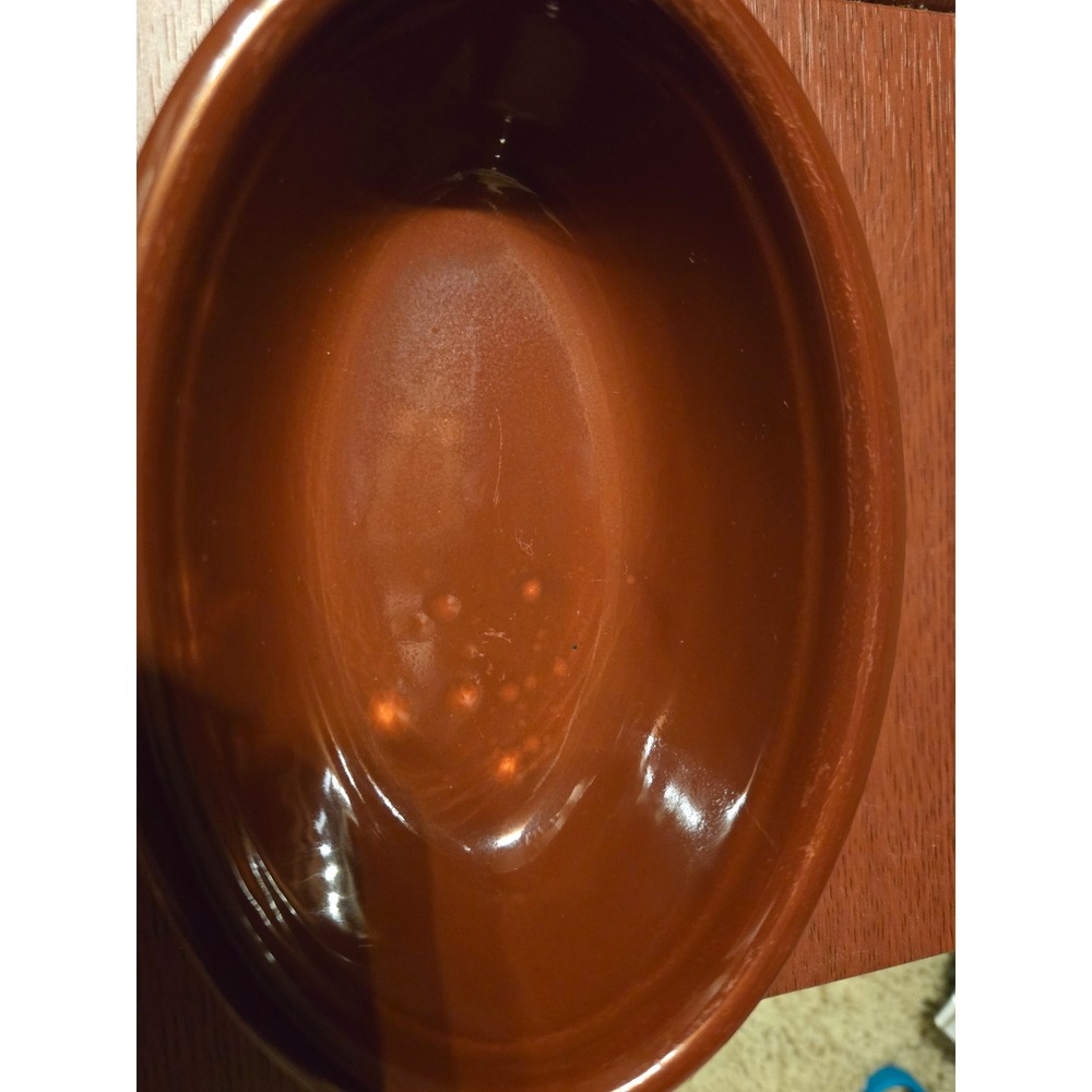 Vintage Genuine Oven Serve Ware Brown Glazed Ceramic Oval Baking Dish USA Made - Picture 3 of 7